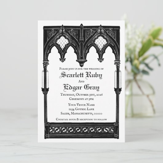 Gothic Romance Uitnodiging (Staand voorkant)