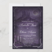 Gothic Romance Wedding Purple Silver Velvet  Kaart (Voorkant)