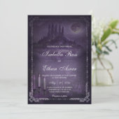 Gothic Romance Wedding Purple Silver Velvet  Kaart (Staand voorkant)