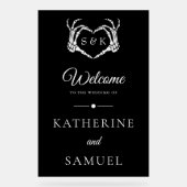 Gothic Romantic Skeleton Hand Halloween Huwelijk Acryl Bord (Voorkant)