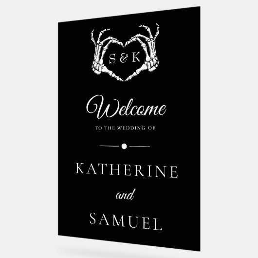 Gothic Romantic Skeleton Hand Halloween Huwelijk Acryl Bord (Hoek)