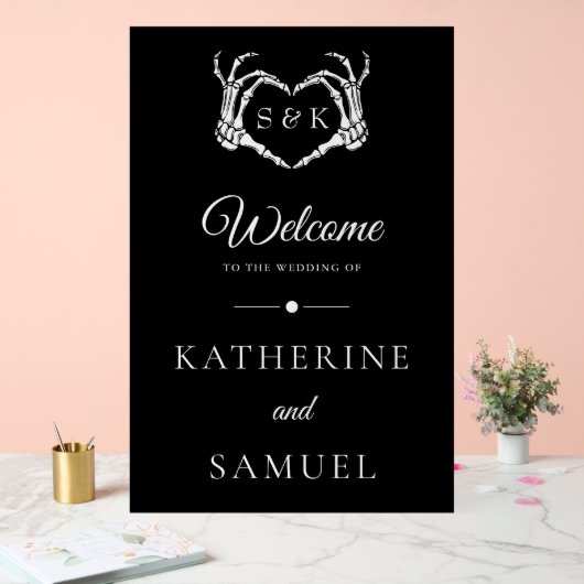 Gothic Romantic Skeleton Hand Halloween Huwelijk Acryl Bord (Huwelijk)