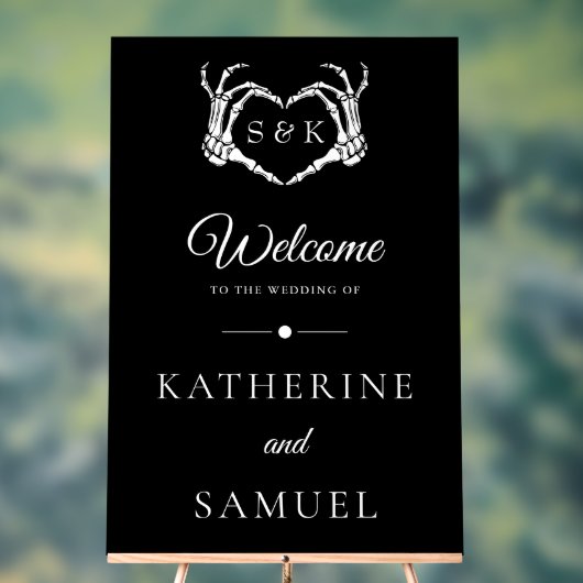 Gothic Romantic Skeleton Hand Halloween Huwelijk Acryl Bord (Neutraal)