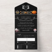 Gothic Romantic Skeleton Hand Halloween Huwelijk All In One Uitnodiging (Binnen)