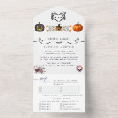 Gothic Romantic Skeleton Hand Halloween Huwelijk All In One Uitnodiging (Binnen)
