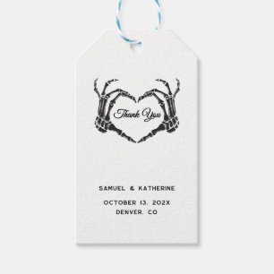 Gothic Romantic Skeleton Hand Halloween Huwelijk Cadeaulabel