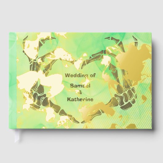 Gothic Romantic Skeleton Hand Halloween Huwelijk Gastenboek (Voorkant)