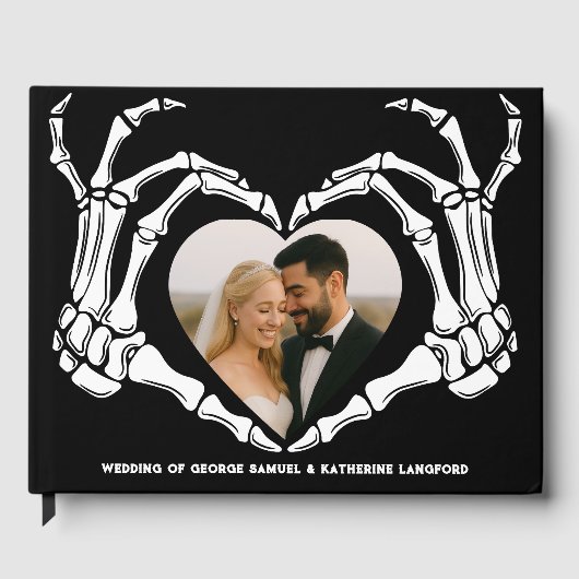 Gothic Romantic Skeleton Hand Halloween Huwelijk Gastenboek (Voorkant)