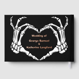 Gothic Romantic Skeleton Hand Halloween Huwelijk Gastenboek