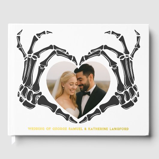 Gothic Romantic Skeleton Hand Halloween Huwelijk Gastenboek (Voorkant)