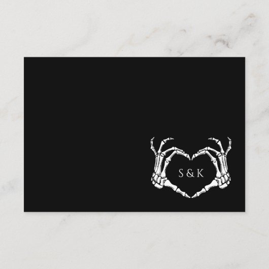 Gothic Romantic Skeleton Hand Halloween Huwelijk Informatiekaartje (Achterkant)