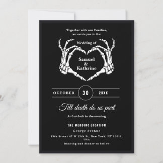 Gothic Romantic Skeleton Hand Halloween Huwelijk Kaart