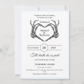 Gothic Romantic Skeleton Hand Halloween Huwelijk Kaart (Voorkant)