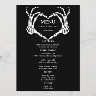 Gothic Romantic Skeleton Hand Halloween Huwelijk Menu