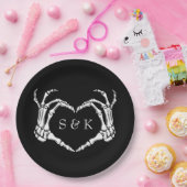 Gothic Romantic Skeleton Hand Halloween Huwelijk Papieren Bordje (Feest)