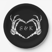 Gothic Romantic Skeleton Hand Halloween Huwelijk Papieren Bordje (Voorkant)