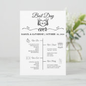 Gothic Romantic Skeleton Hand Halloween Huwelijk Programmakaart (Staand voorkant)