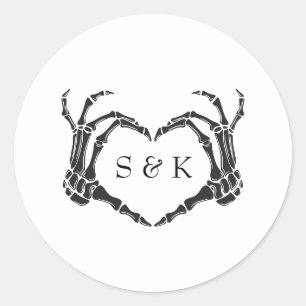 Gothic Romantic Skeleton Hand Halloween Huwelijk Ronde Sticker