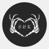 Gothic Romantic Skeleton Hand Halloween Huwelijk Ronde Sticker (Voorkant)