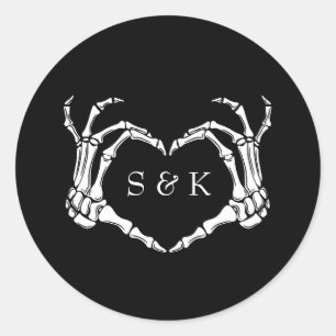 Gothic Romantic Skeleton Hand Halloween Huwelijk Ronde Sticker