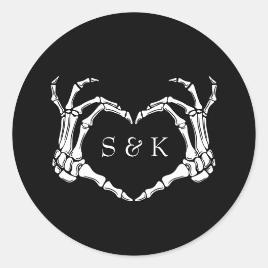 Gothic Romantic Skeleton Hand Halloween Huwelijk Ronde Sticker (Voorkant)