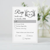 Gothic Romantic Skeleton Hand Halloween Huwelijk RSVP Kaartje (Staand voorkant)