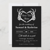 Gothic Romantic Skeleton Hand Halloween Huwelijk Save The Date (Voorkant)