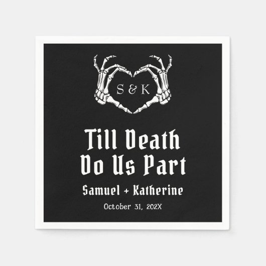 Gothic Romantic Skeleton Hand Halloween Huwelijk Servet (Voorkant)