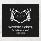 Gothic Romantic Skeleton Hand Halloween Huwelijk Sparkling Wijnetiket (Enkel label)