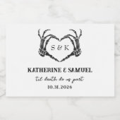 Gothic Romantic Skeleton Hand Halloween Huwelijk Sparkling Wijnetiket (Enkel label)
