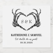 Gothic Romantic Skeleton Hand Halloween Huwelijk Sparkling Wijnetiket (Enkel label)