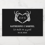 Gothic Romantic Skeleton Hand Halloween Huwelijk Sparkling Wijnetiket (Enkel label)