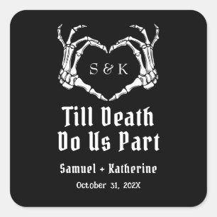 Gothic Romantic Skeleton Hand Halloween Huwelijk Vierkante Sticker