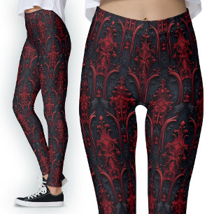 Gothic Rood en Zwart 3D Effect Donkere Mode Leggings