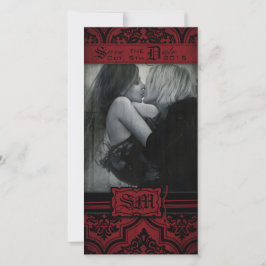 Gothic Rood en Zwart Damask Gothic Sla de datum op Save The Date