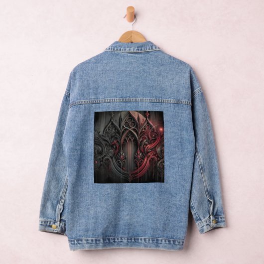 Gothic rood en zwart jeans denim jacket (Hangar)