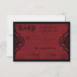 Gothic Rood en Zwart Kant RSVP-kaart RSVP Kaartje