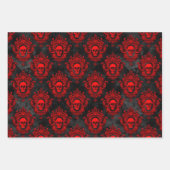 Gothic Rood en Zwart Schedel Wrapping Papier Inpakpapier Vel (Voorkant 3)