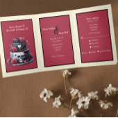 Gothic Rood en Zwart Trouwtaart Drieluik Uitnodiging