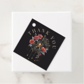 Gothic Rood & Goud Bloemen Spiderweb Bedankt Bedankjes Labels (In situ)