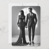 Gothic Rood Grijs Bloemen Foto Bewaar de datum Save The Date (Achterkant)