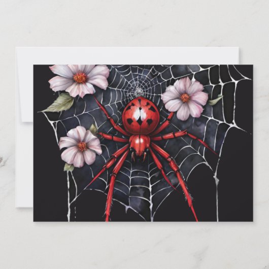Gothic Rood & Zwart Bloemen Spider Web Handfasting Save The Date (Achterkant)