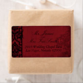 Gothic Rood Zwart Damast Bruiloft Labels (Insitu)