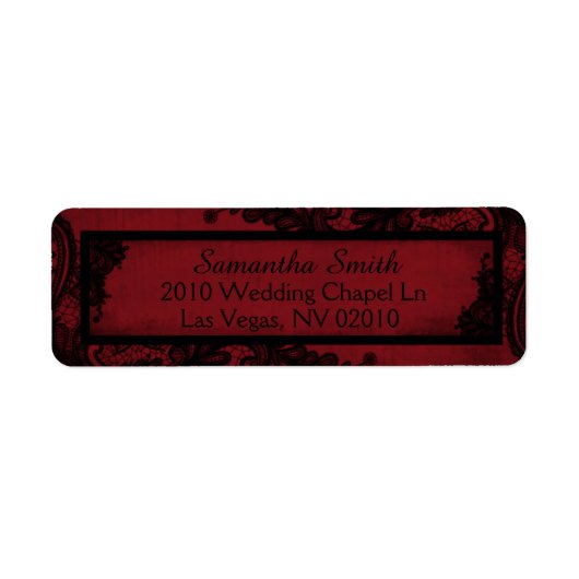 Gothic Rood Zwart Kant Grunge Bruiloft Labels (Voorkant)