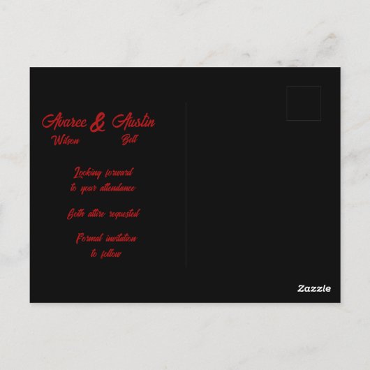 Gothic Rood Zwart Rozen Trouwtaart Bewaar de datum Briefkaart (Achterkant)