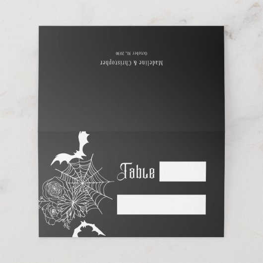 Gothic Roos Bat Spiderweb Black Wedding Plaatskaartje (Buitenkant ongevouwen)