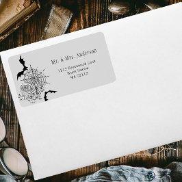 Gothic Roos Bat Spiderweb Grijs trouwadres Etiket