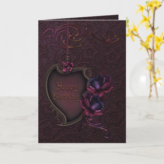 Gothic Roos Birthday Kaart (Gele Bloem)