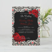 Gothic Roos Black and Red Wedding Invitation Kaart (Staand voorkant)