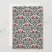 Gothic Roos Black and Red Wedding Invitation Kaart (Achterkant)